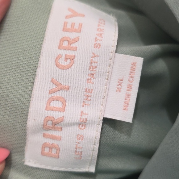 NWT Birdie Grey Kira Chiffon One Shoulder Dress Sage Green Size XXL - Picture 6 of 8